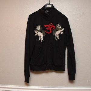Lucky Brand full zip sweater with dragons